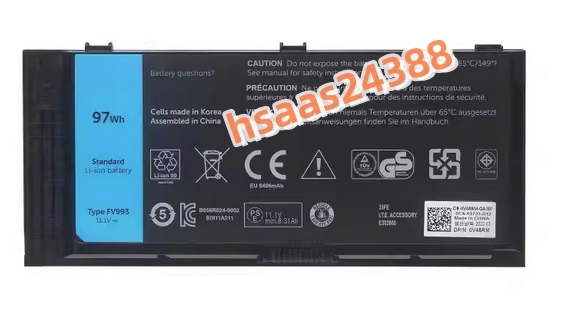 純正同等 新品 Dell M4600 M4700 M4800 M6600 M6700 M6800ノートパソコン用 互換バッテリーFV993 FJJ4W 11.1V 97WH/8310mAh