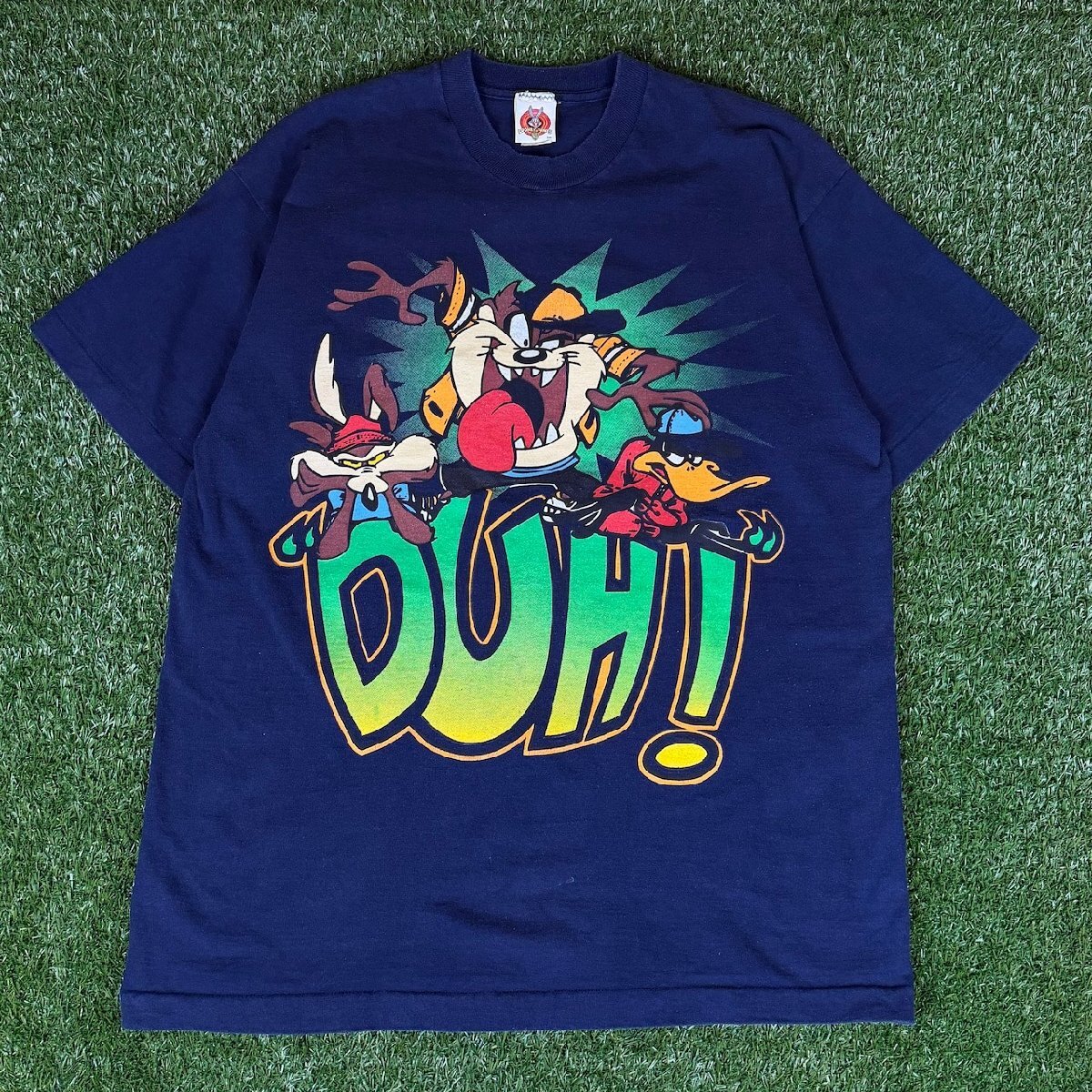 90s USA製 LOONEY TUNES タズマニアンデビル ワイリーコヨーテ Ｔシャツ シングルステッチ T-sh Tシャツ サイズ メンズ L 古着 b26032017
