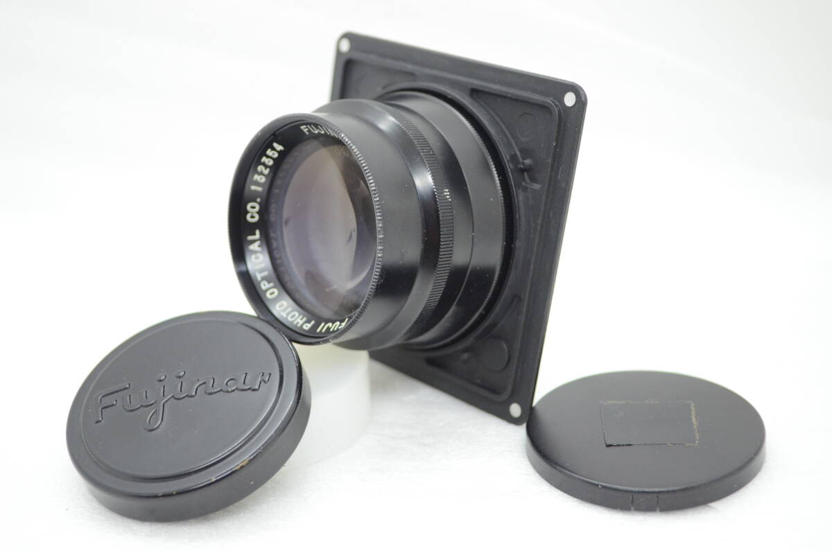 美品 フジフィルム Fujifilm FUJINAR 18cm F4.5 レンズ 純正メタルフード付き