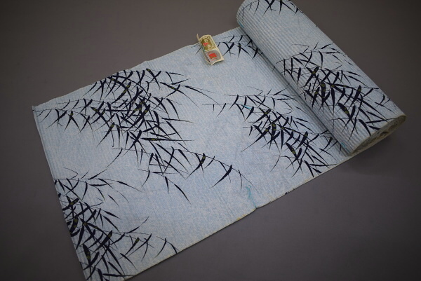 A09-1【凛々】即決 新古品 リップル ゆかた反物 水色 植物 未仕立て品