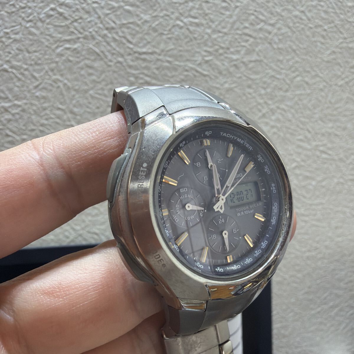 CASIO カシオ 電波ソーラー アナデジ　稼働品