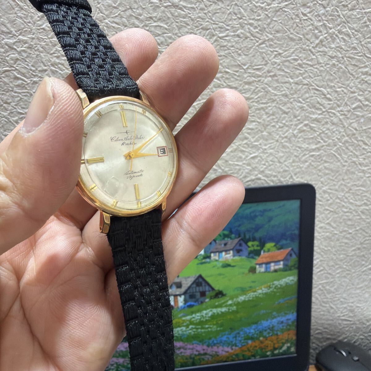 スタート CITIZEN Auto Dater Rookie / AR515301 シチズン オートデータールーキー 自動巻き 19石 デイト ゴールドカラー　稼働品