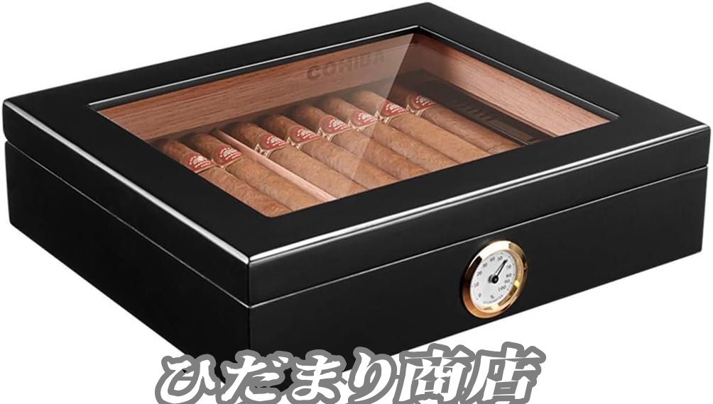 新入荷☆シガレットケース シガーボックスシガーウッドシガーヒュミドール透明な天窓シガーボックスシガーキャビネット 黑
