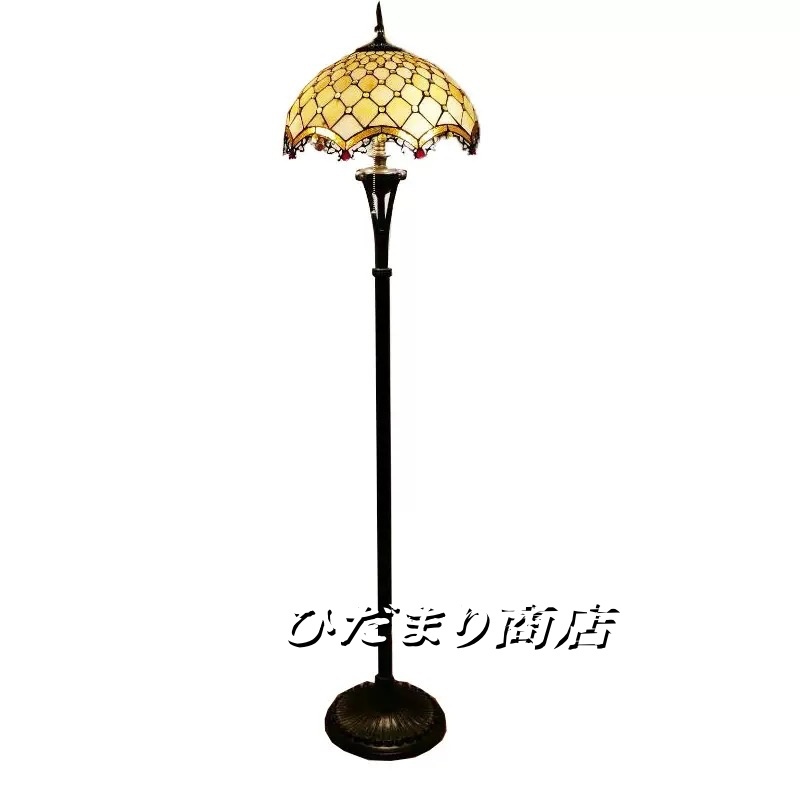 入手困難.3灯 ステンドグラス 間接照明 フロアスタンド フロアライト 照明器具ステンドグラスランプ 工芸品インテリア ガラス.美品