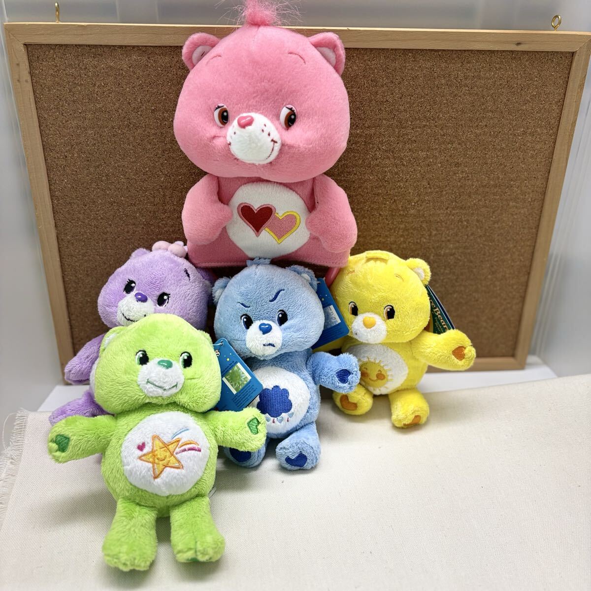 ケアベアぬいぐるみ　５個セット/16ｃｍぬいぐるみ×4/　24ｃｍタオルハンガー×1/未使用
