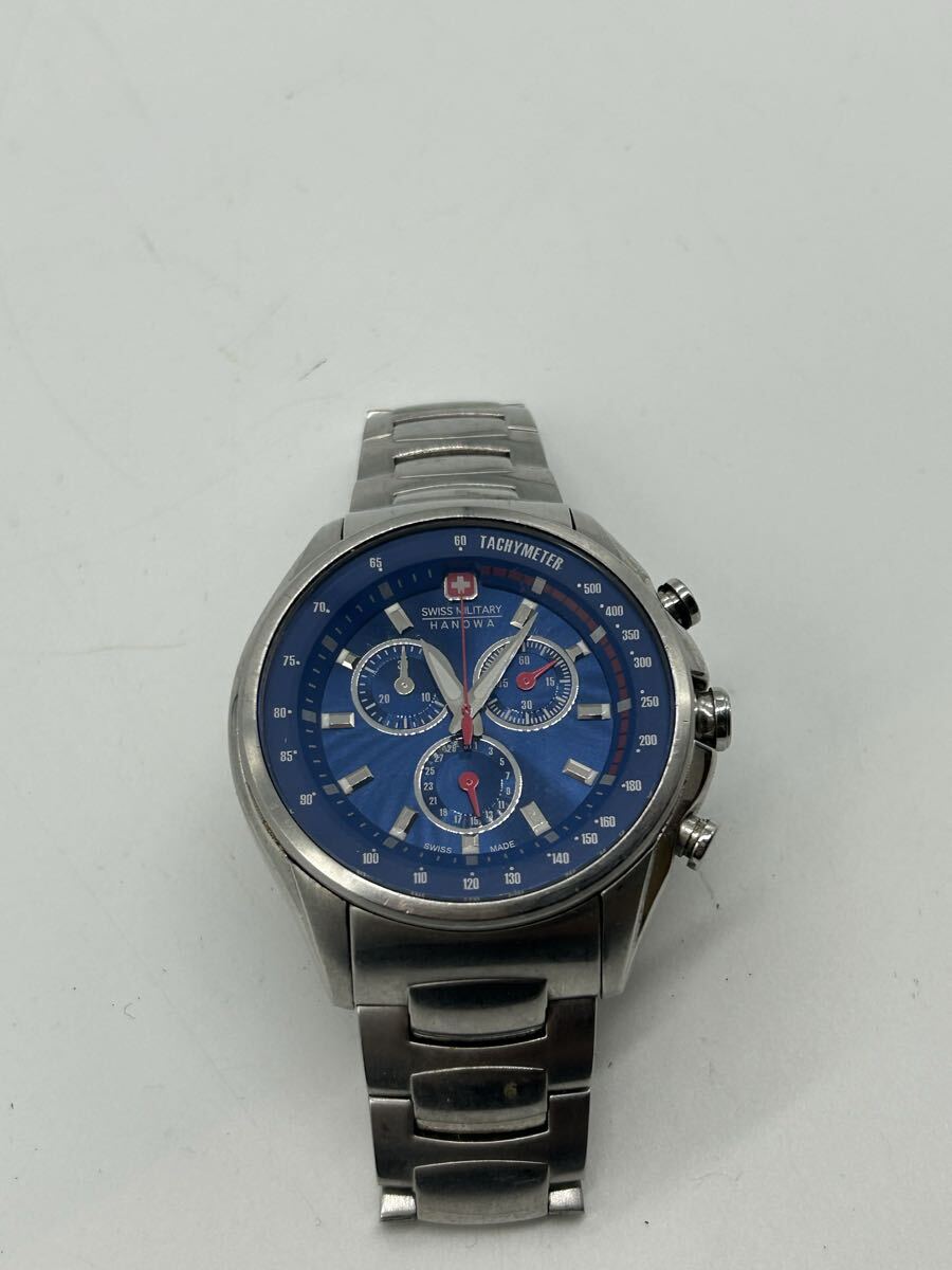 SWISS MILITARY スイスミリタリー HANOWA 6-5171 クロノグラフ SS クオーツ メンズ腕時計 ジャンク 