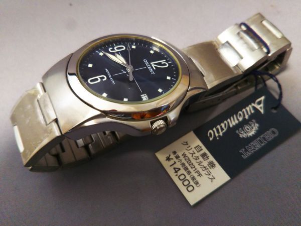 安値スタート！！　新品　オリエント 自動巻　WZ0221PF メンズ 日常生活防水 紺文字盤 クリスタルガラス　香港組立　未記入保証書つき