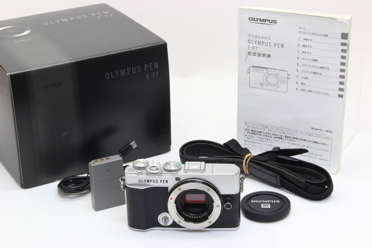 B+ (並品) OLYMPUS オリンパス PEN E-P7 ボディ シルバー ショット数7121回 初期不良返品無料 2-185