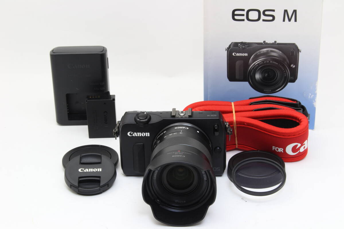 AA (極上美品) Canon キヤノン EOS M ボディ ブラック EF-M 18-55mm レンズキット 初期不良返品無料 2-229
