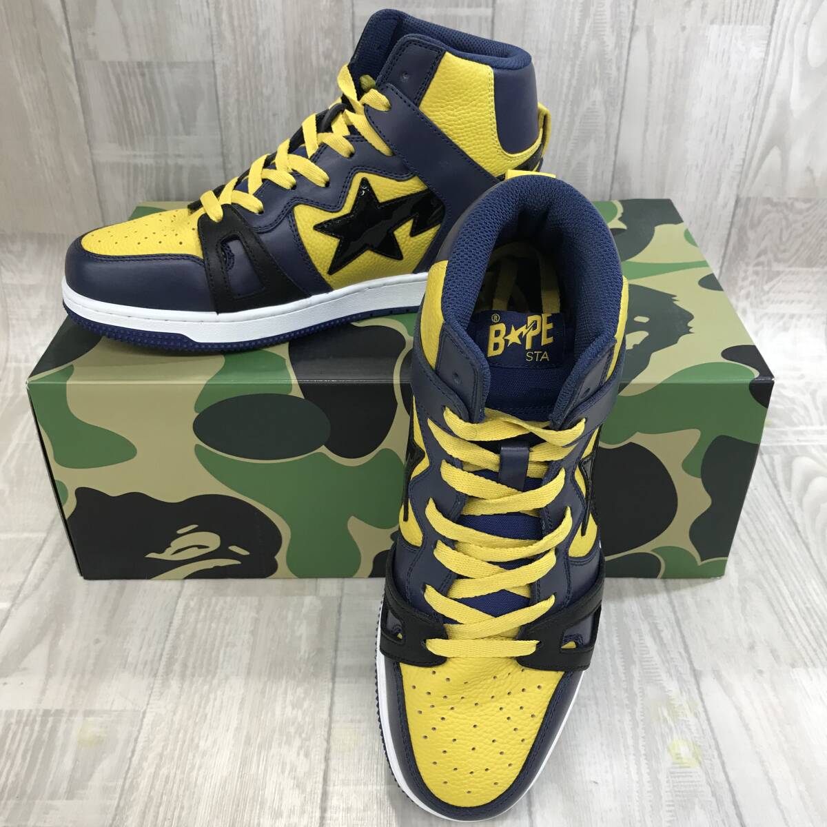 KZ1393★A BATHING APE : BAPE STA 93 HI★US95★イエロー 定価28,600円 箱付き スニーカー 靴