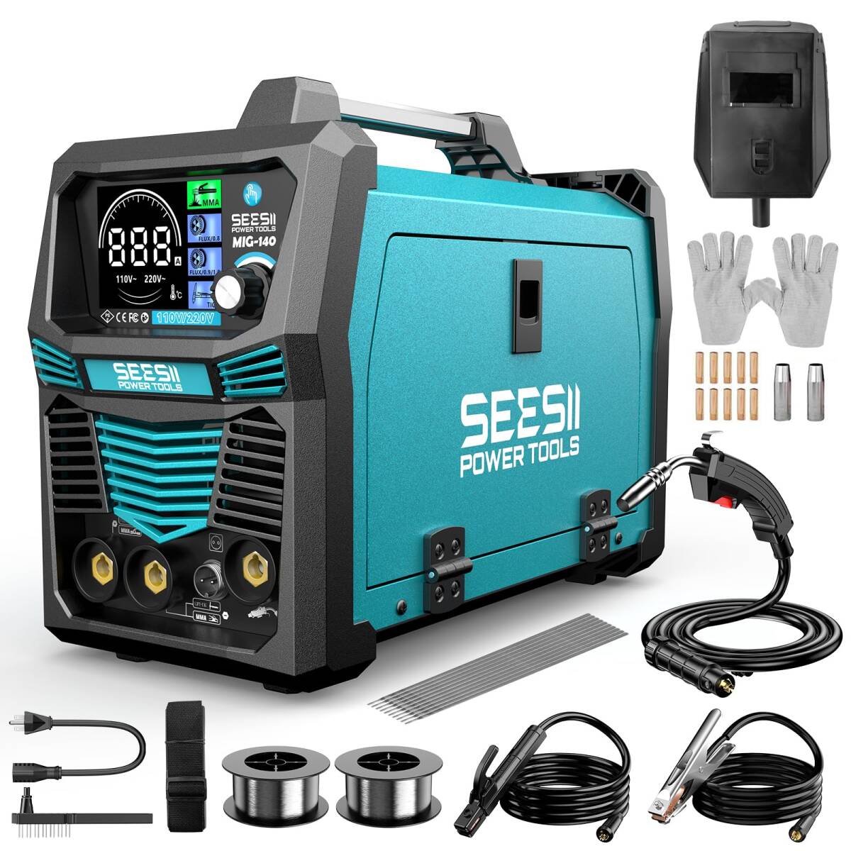 SEESII 溶接機 半自動 100V/200V両対応 1台3役（ノンガスMIG・被覆アークMMA・LIFT TIG） Lm&m☆