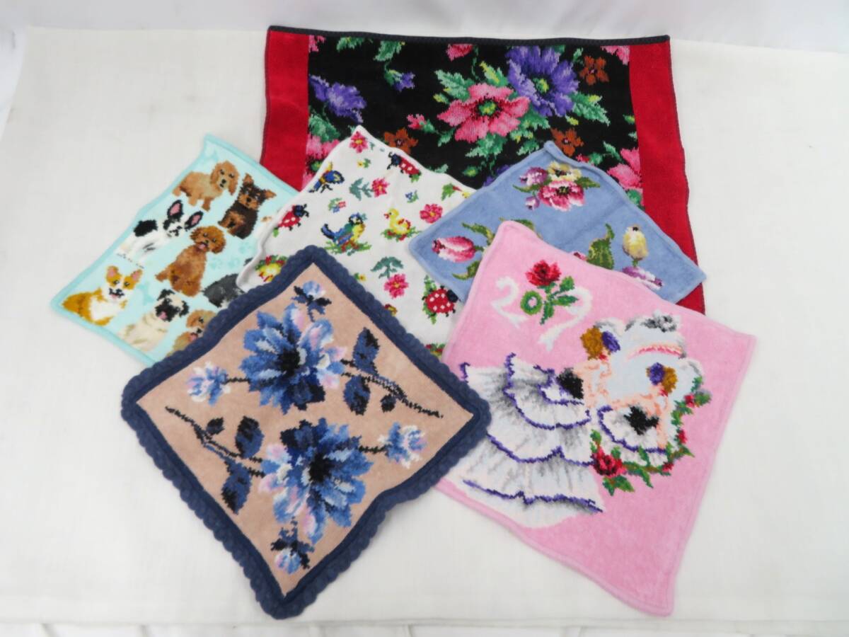 3S311MZ7◇FEILER フェイラー ハイジ/DOG/ペオーニエ/2019など ハンカチ ハンドタオル 6枚セット◇中古