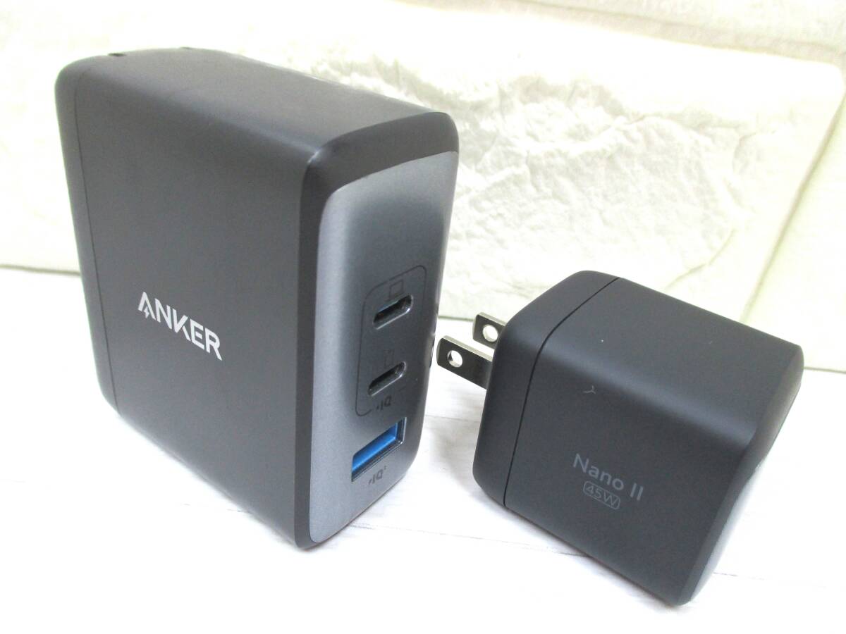 3F289SZ11◇ANKER アンカー Nano II 45W A2664 / 736 Charger Nano II 100W A2145 PSEマーク有 充電器 電源アダプタ 計2点◇中古