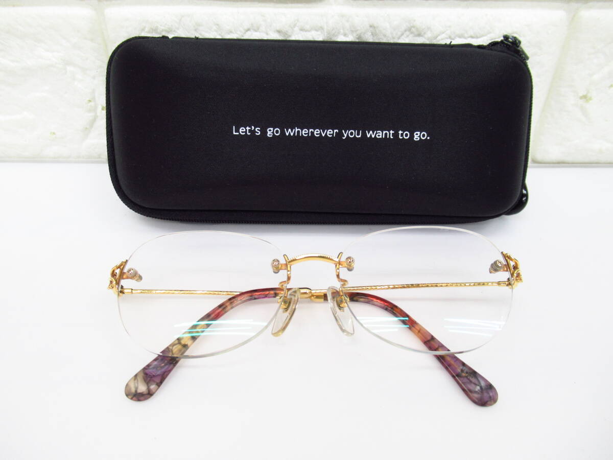 3D037SZ11◇PARIS MIKI パリミキ K18刻印 AU-158 SUPER SMOOTH 総重量約24.8g 眼鏡 メガネフレーム ゴールド 度あり◇中古