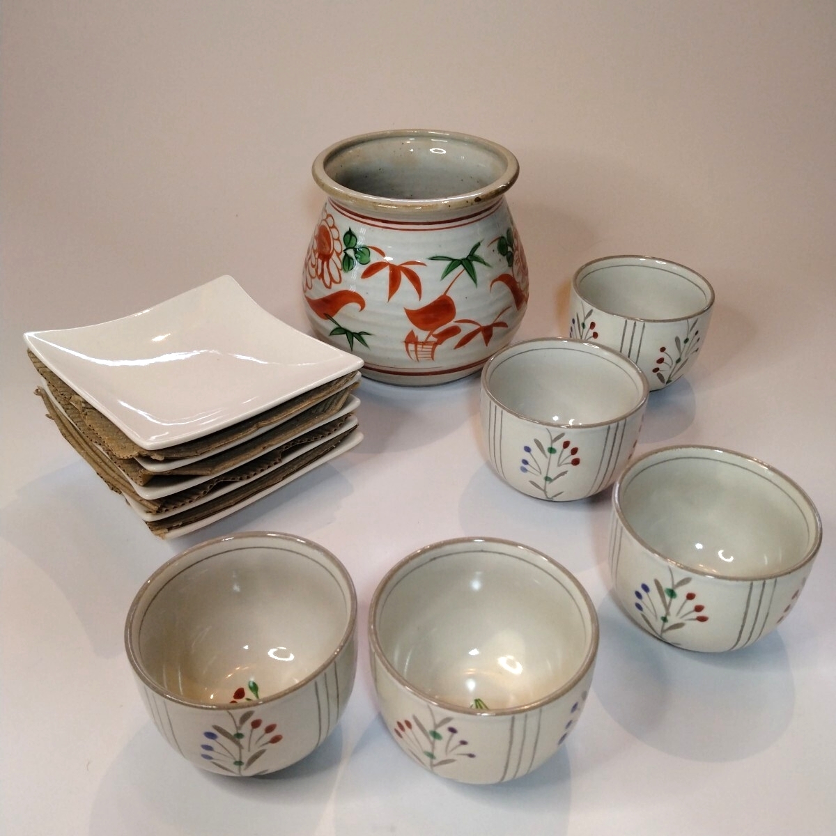○和食器まとめて ★湯呑み 5客セット ★小皿 5枚★ 陶器 ガラ入れ