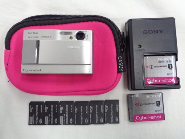 ★稼働品 SONY Cyber-shot DSC-T10 ソニー サイバーショット デジタルカメラ シルバー 電池2ケ・充電器・メモリースティック付☆彡