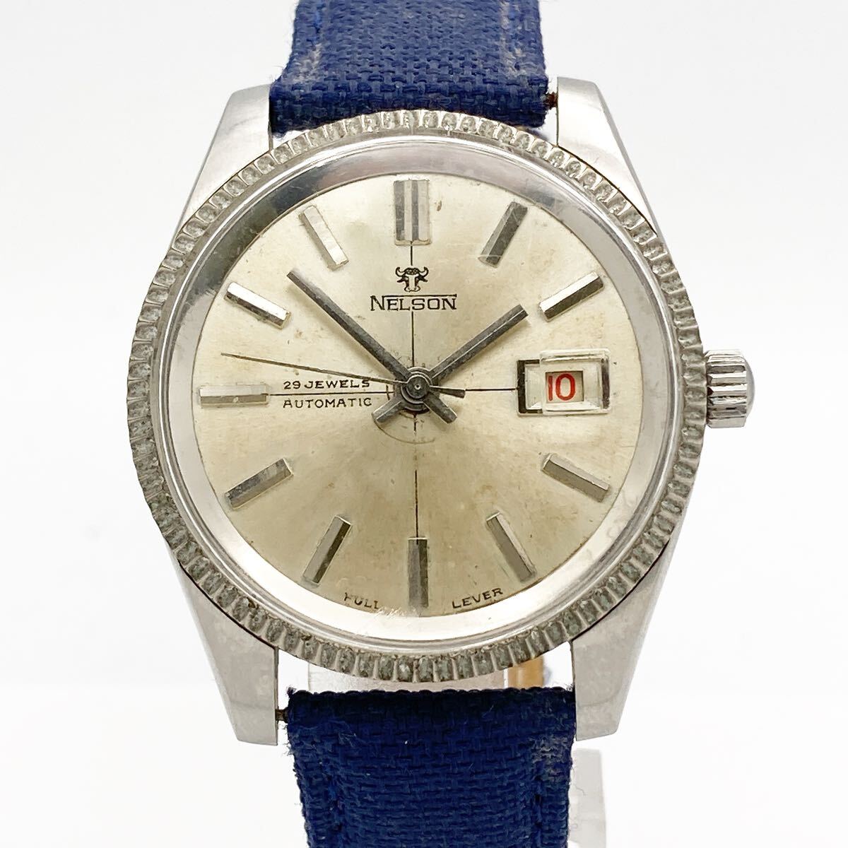 NELSON ネルソン 29石 デイト FULL LEVER 自動巻 ヴィンテージ 腕時計 稼働品 alpひ0317