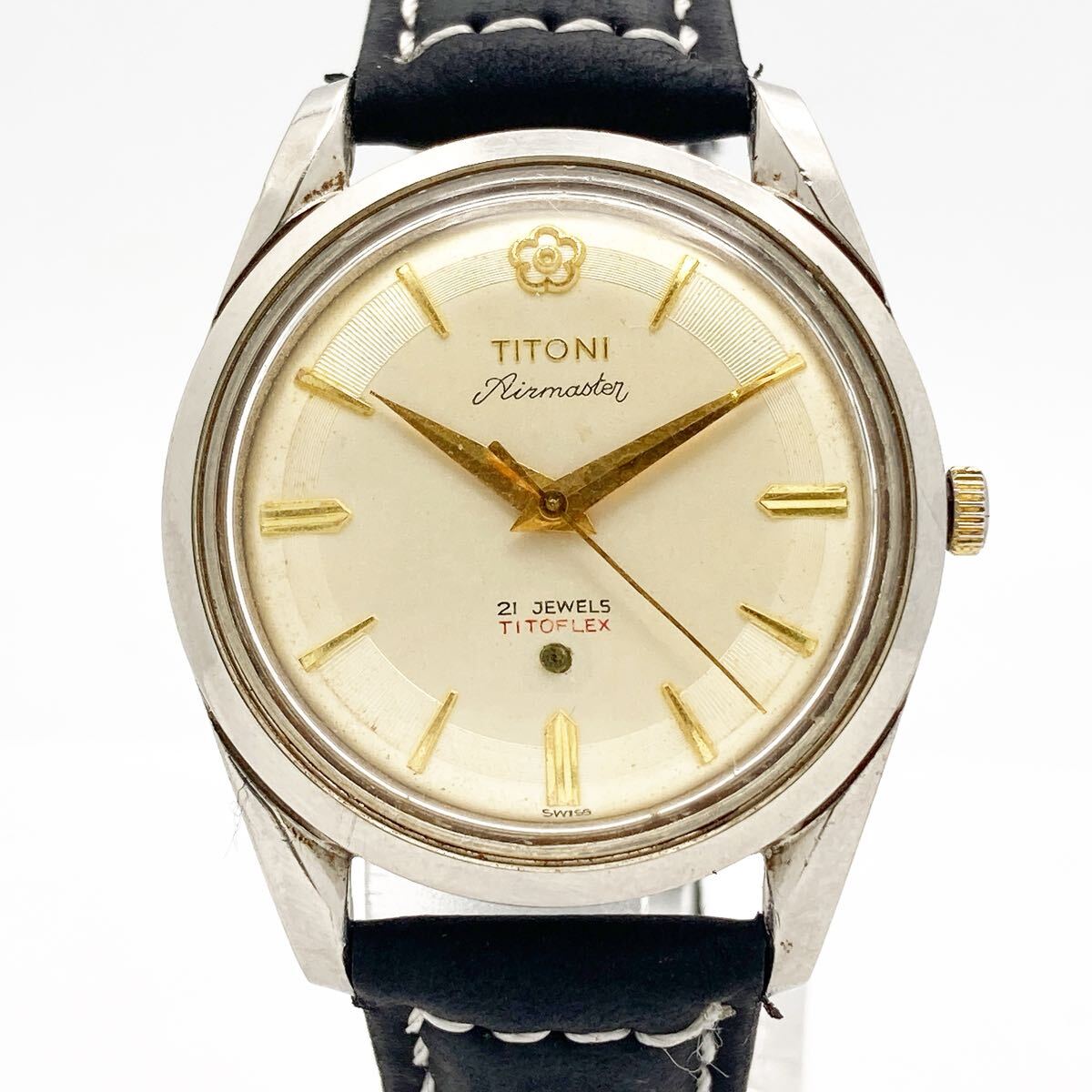 TITONI AIRMASTER チトニ エアマスター 304-345 21石 TITOFLEX 手巻き メンズ ヴィンテージ 腕時計 稼働品 alpひ0317