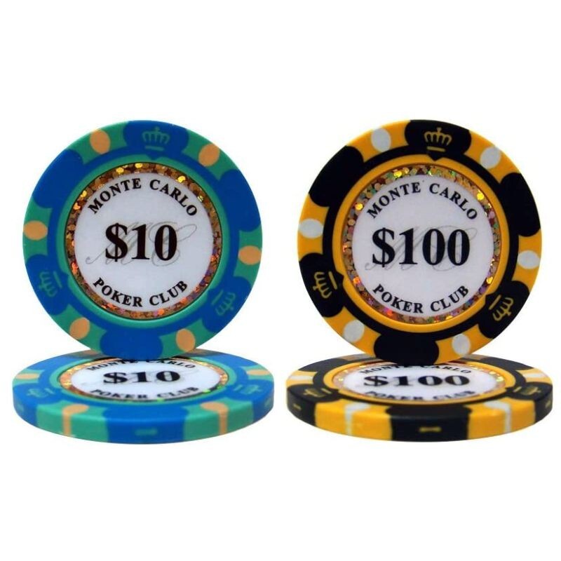 $10×50枚 $100×50枚 合計100枚セット ポーカーチップ モンテカルロ カジノ コイン クレイ プラスチック