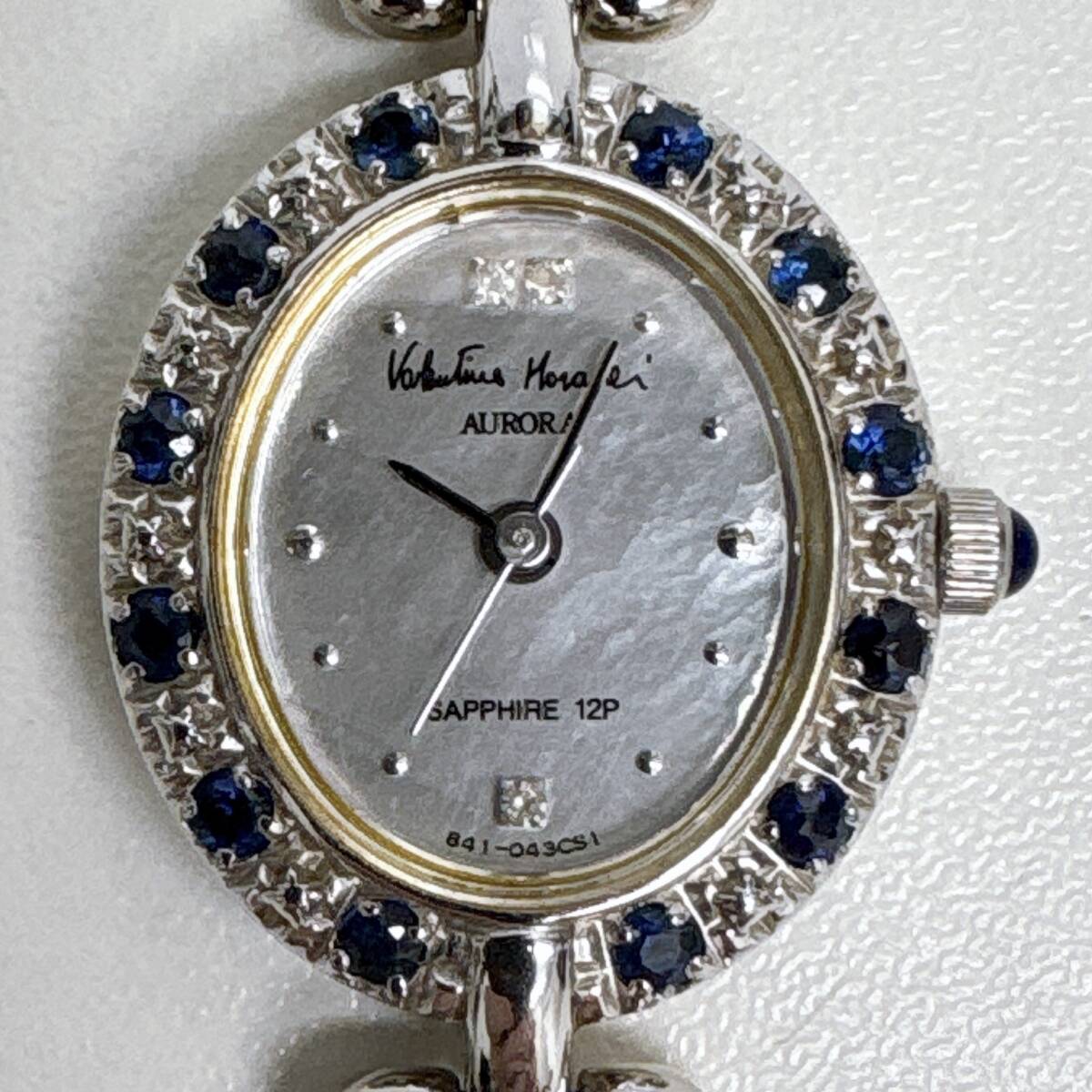 動作品 VALENTINO MORADEI バレンチノ・モラディ サファイア 12P シェル文字盤 ブレスレットウォッチ レディース腕時計 中古 電池交換済み