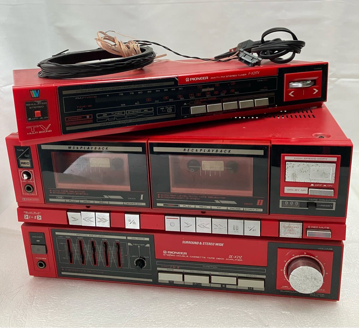 D 315 パイオニア システムコンポ　DC-X21Z Pioneer ダブルカセットデッキAM/FMステレオ　一部通電確認のみ　動作未確認の為ジャンク品