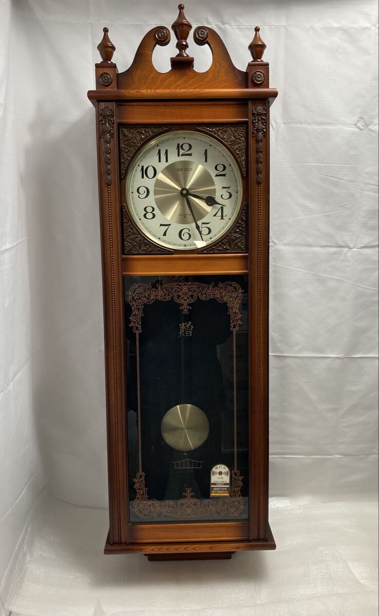 G663 柱時計 SEIKO 昭和レトロ PQ814B 掛時計 セイコー 振り子時計