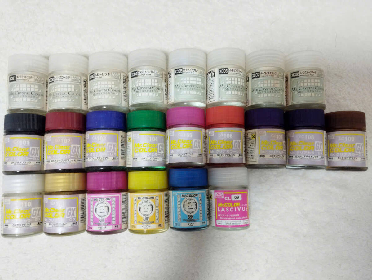 塗料 Mr. CRYSTAL COLOR + CLEAR COLOR GX + LASCIVUS カラー 24本セット