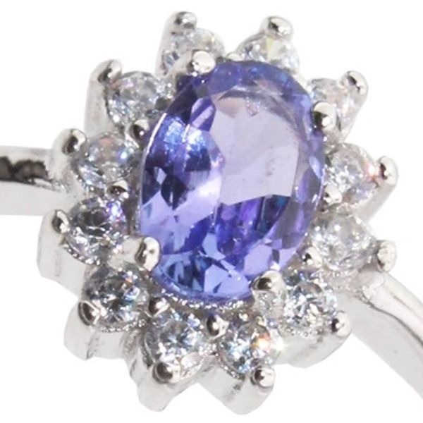 女性のための天然タンザナイト婚約指輪、4×6mm、ナチュラル □Co5745