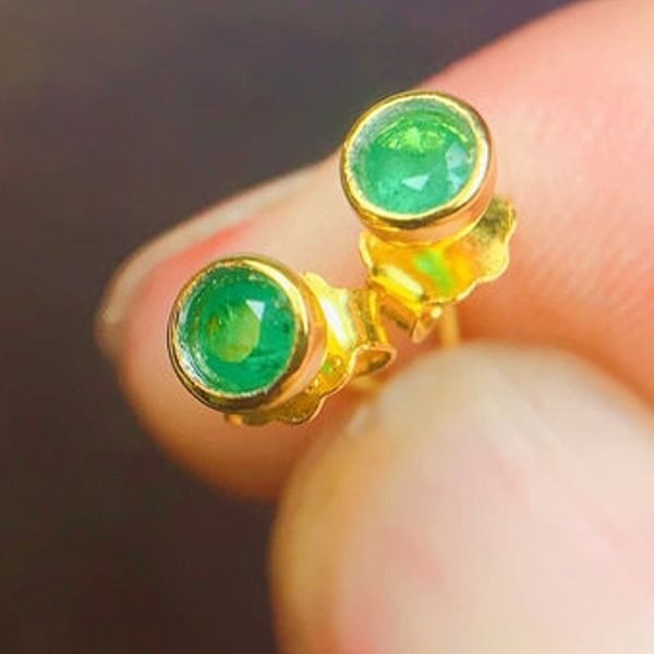 天然 エメラルド ピアス、ナチュラル、新品 □YL9121