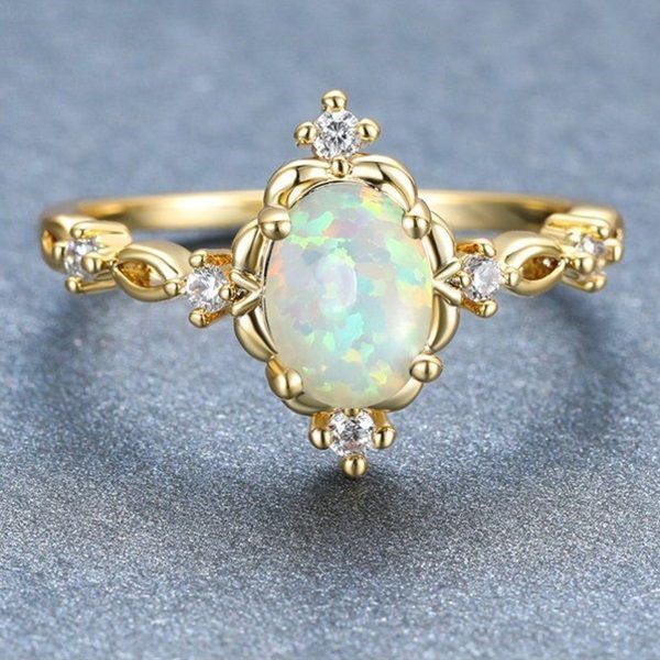 オパール婚約リング、ホワイト　□BL2831