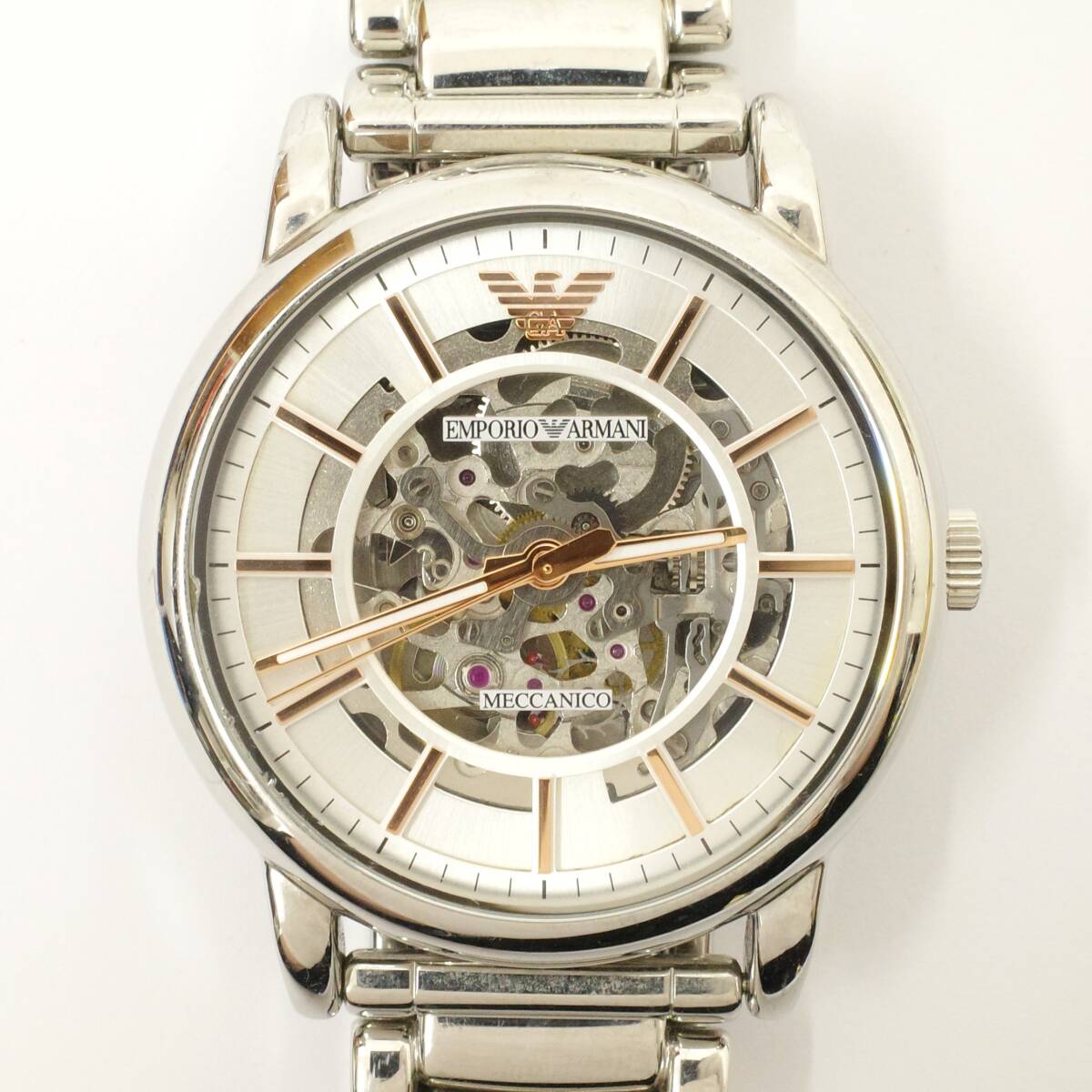 EMPORIO ARMANI エンポリオアルマーニ AR-1980 MECCANICO メカニコ 裏スケ スケルトン 腕時計 AT オートマ 自動巻き