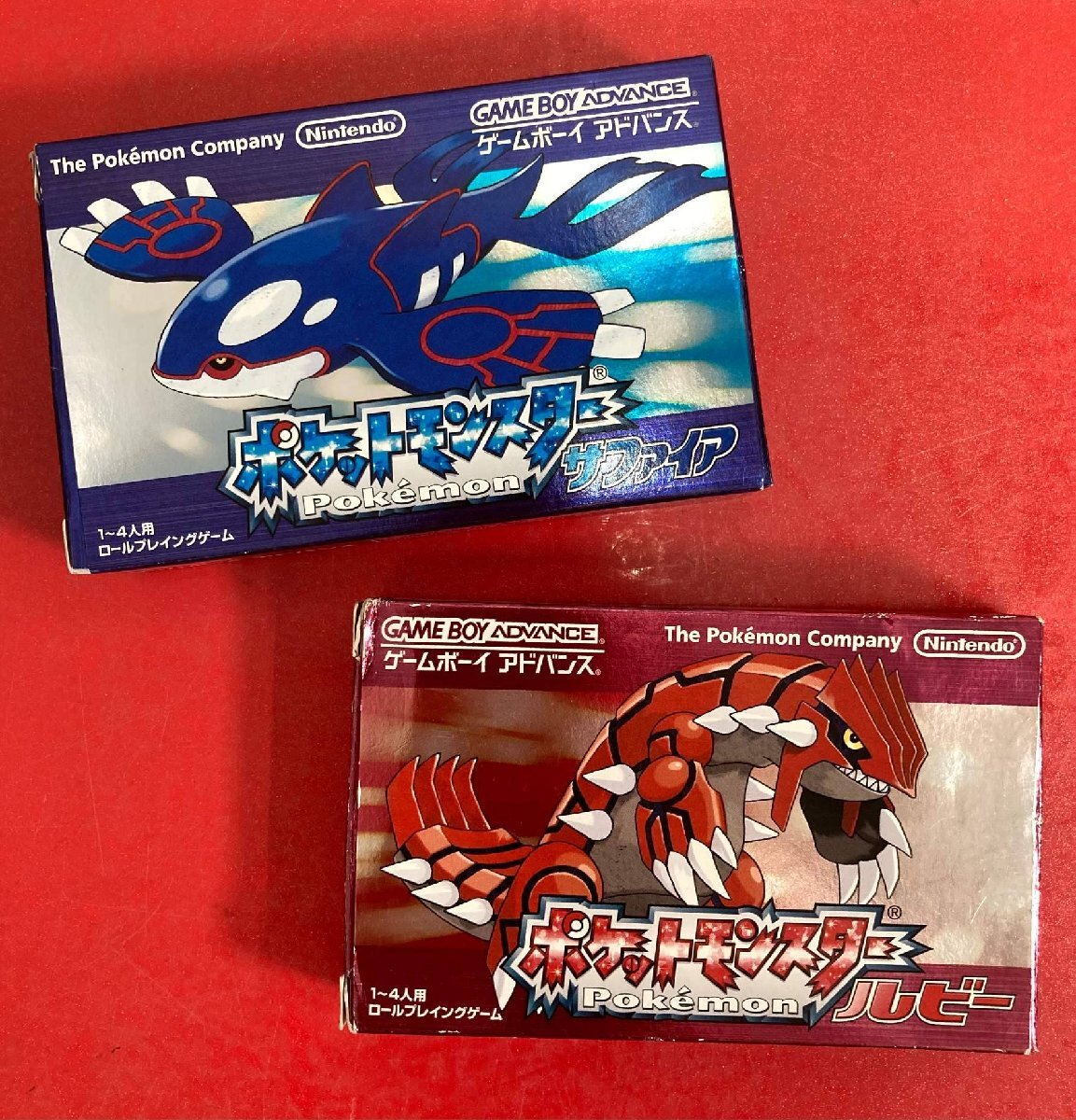 1円～　Nintend　任天堂　ポケットモンスター　ルビー　サファイア　ゲームボーイアドバンス　GBAソフト　箱付き　2点　まとめ売り