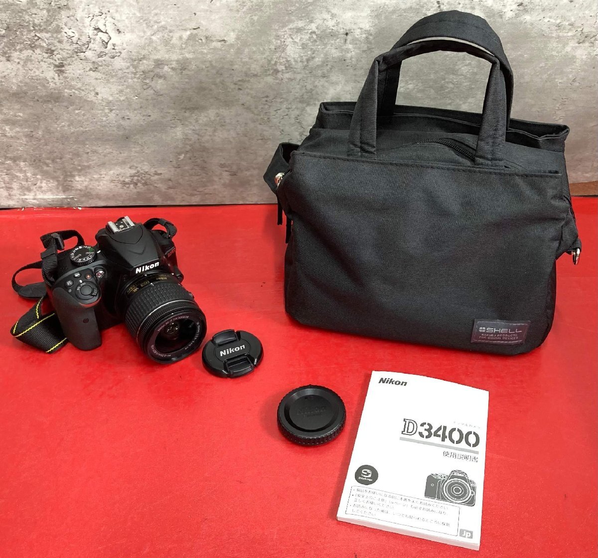 1円～　Nikon　ニコン　D3400　18‐55㎜ 1:3.5‐5.6G VR　デジタル一眼レフ　カメラ　バッテリー・取説・ケース付き　現状品