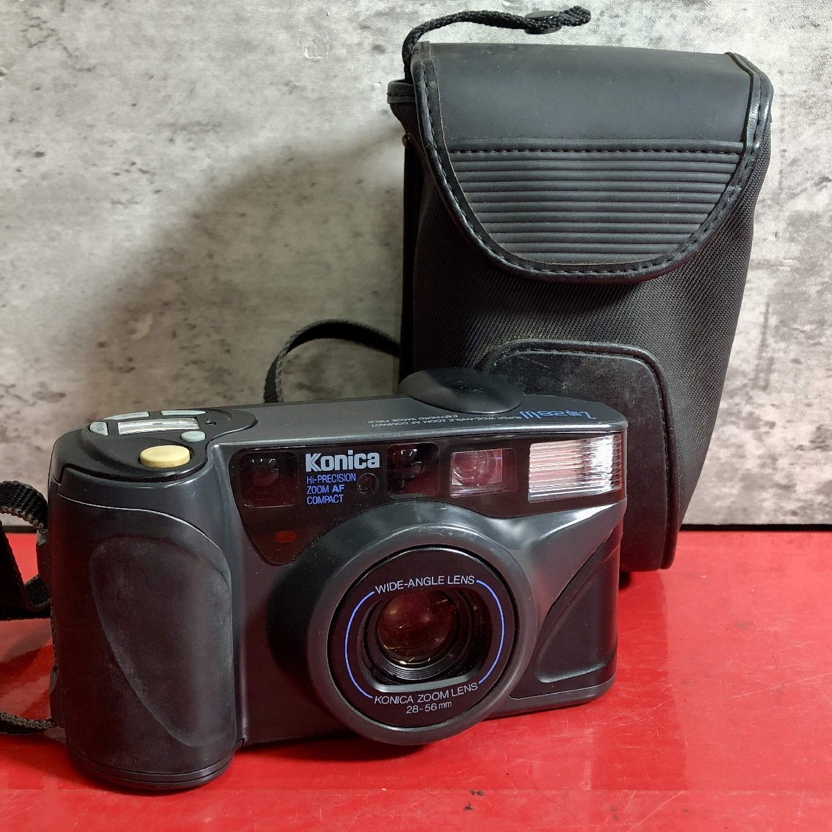 1円～　Konica　コニカ　Z-up 28W　28-56mm　コンパクトフィルムカメラ　ケース付き　シャッター・フラッシュOK