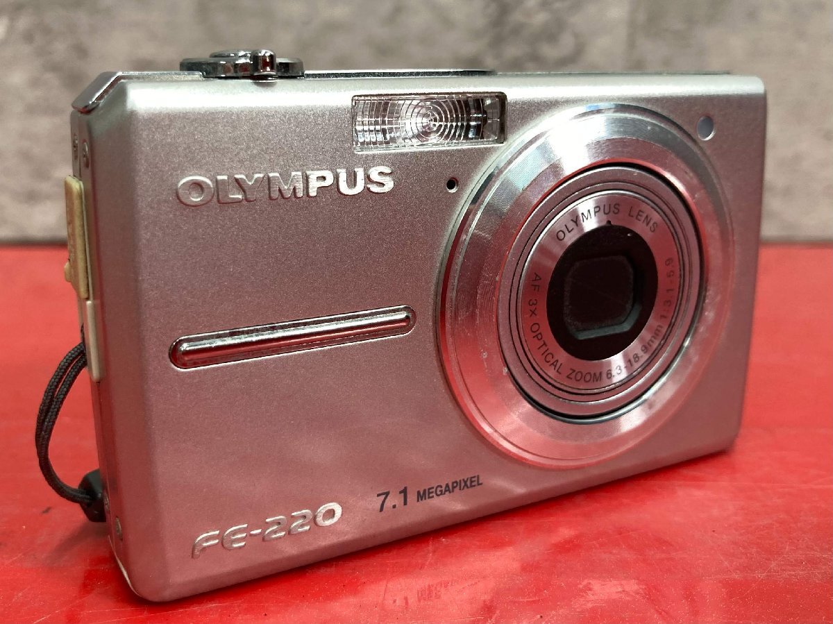 1円～　OLYMPUS　オリンパス　FE-220　6.3-18.9mm 1:3.1-5.9　7.1メガピクセル　コンパクト　デジタルカメラ　バッテリー付属　動作未確認