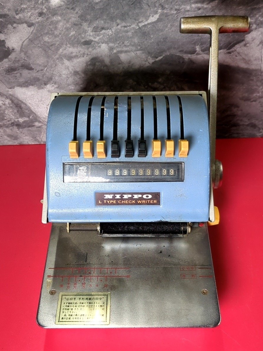 1円～　NIPPO　ニッポー　チェックライター　L-5　印字可(インク薄め) 　昭和レトロ　ヴィンテージ　事務用品　什器　アンティーク
