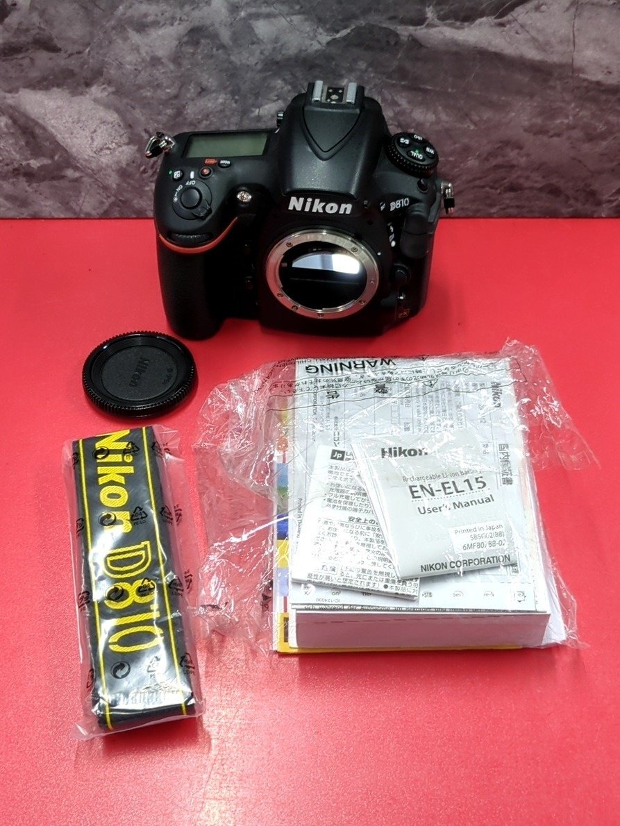 1円～　外観美品　Nikon　ニコン　D810ボディ　デジタル一眼レフカメラ　バッテリー・ストラップ・取説・箱付き　動作未確認