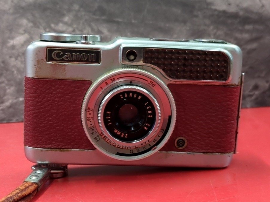 1円～　ジャンク　Canon　キヤノン　Demi　28mm 1:2.8　赤　レッド　ハーフサイズ　コンパクトフィルムカメラ　レトロカメラ　希少カラー