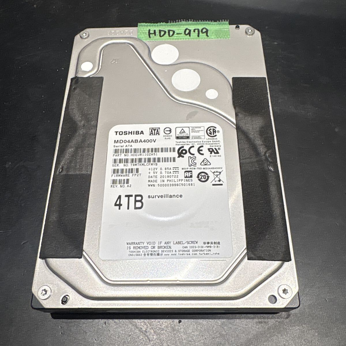 HDD-979 激安 HDD4TB 3.5インチ SATA 52348時間 内蔵HDD TOSHIBA MD04ABA400V Crystaldiskinfoにて正常品 中古
