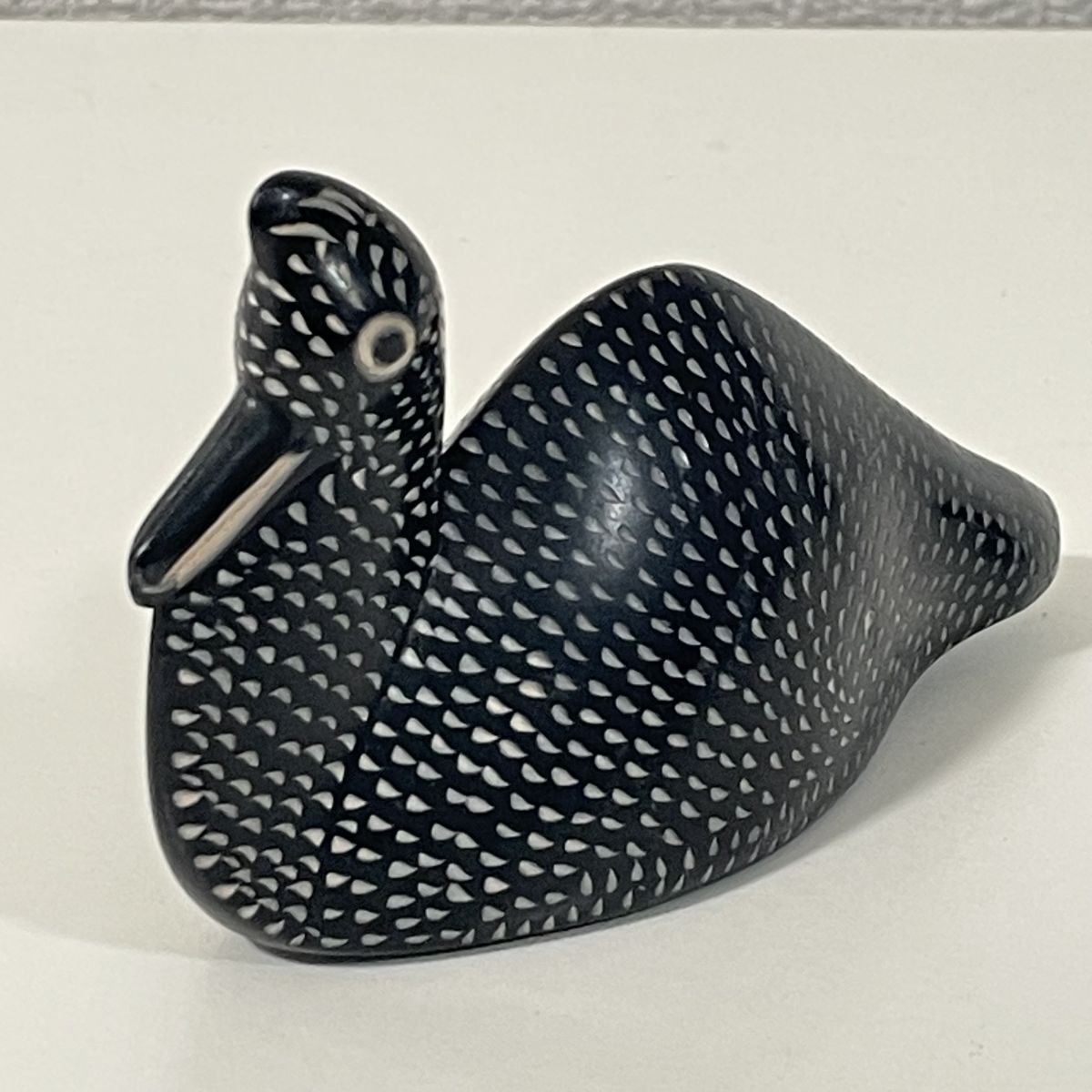 鳥　陶器の置物　黒色　/63-4-V