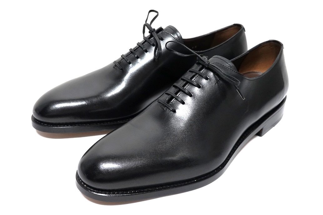 定価20.9万 新品未使用 FERRAGAMO フェラガモ TRAMEZZA トラメッザ ANGIOLO プレーントゥ ドレスシューズ レザー 黒 メンズ 8 26-26.5cm