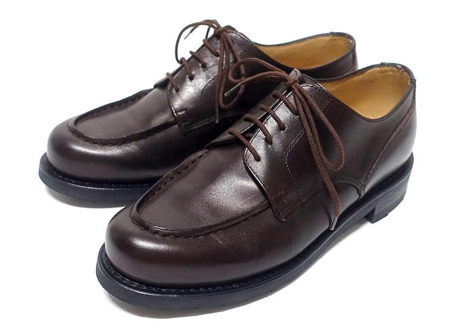 極美品 Paraboot パラブーツ District別注 CHAMBORD シャンボード Uチップ ドレスシューズ レザー ダークブラウン メンズ 5 1/2 24-24.5cm