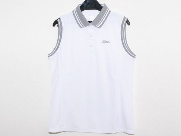 1円スタート TITLEIST タイトリスト ノースリーブポロシャツ レディース ゴルフウェア UVケア ストレッチ 快適 M TMPWS509J ホワイト /GO