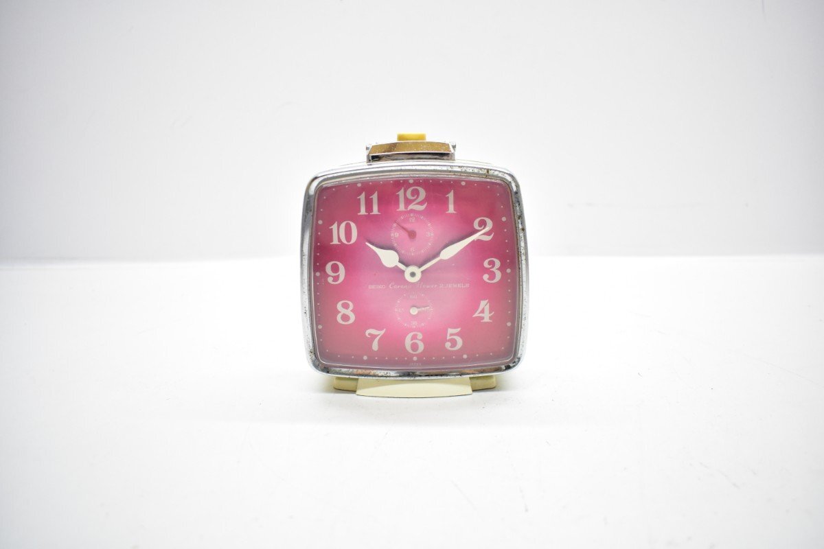 セイコー コロナ フラワー 2JEWELS ゼンマイ式 目覚まし時計 動作確認済み [SEIKO][Corona Flower][アンティーク][昭和レトロ][当時物]