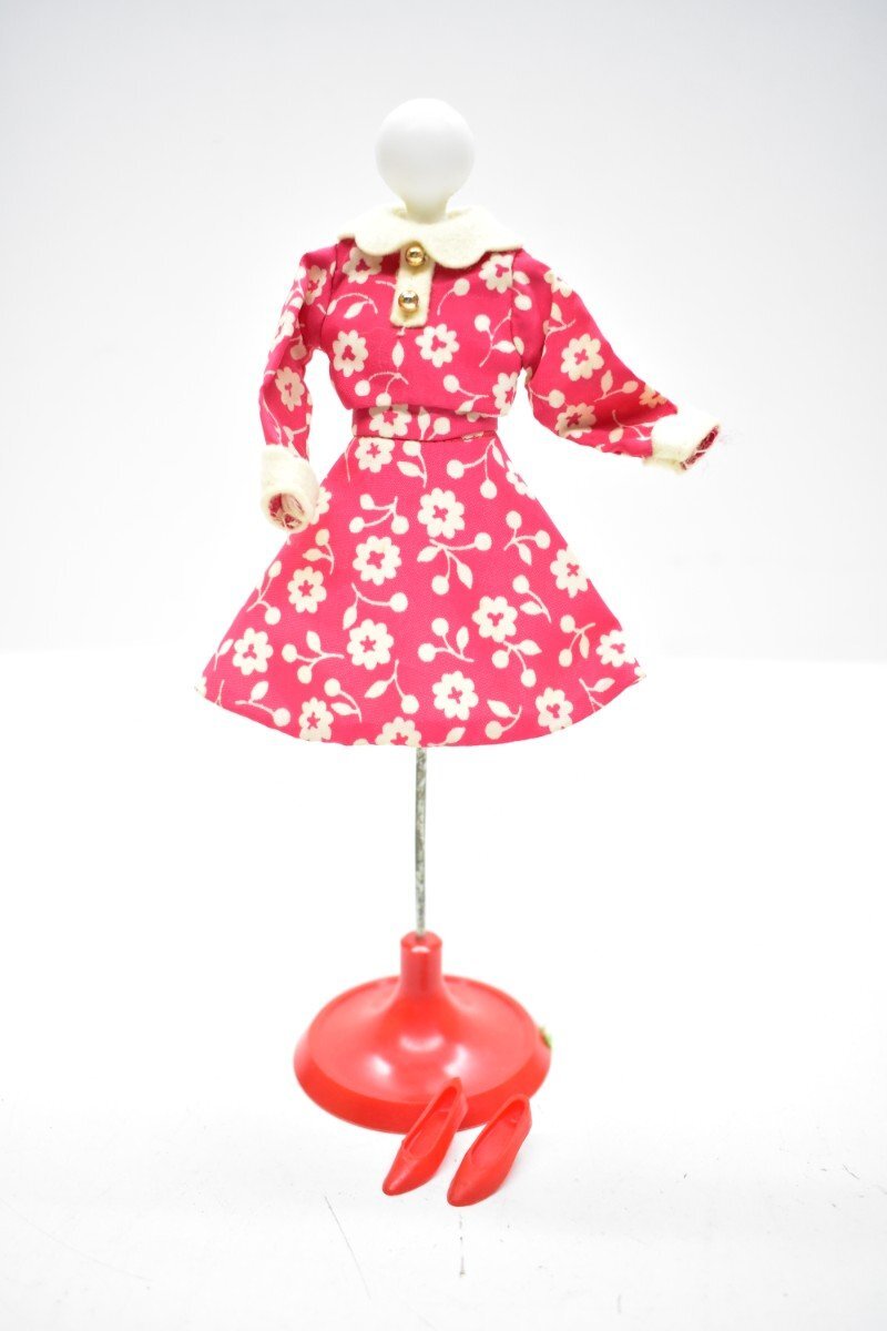 旧タカラ 初代 リカちゃん 洋服 『フラワーツーピース』＋ 靴 ハイヒール [TAKARA][ダッコちゃんタグ][着せ替え人形][昭和レトロ][当時物]
