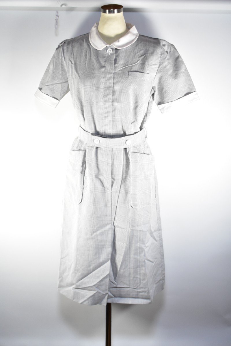 ナガイ グレー チェック 白襟 ワンピース ナース服 Mサイズ [看護服][看護師][ナガイレーベン][コスプレ][k1]