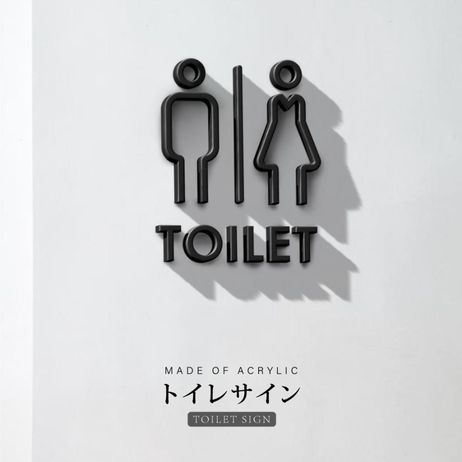 【TOILET】アクリル製 トイレ案内ドアプレート ブラック/ホワイト 雑貨洗面所 ドアトイレ誘導 ピクトグラム オフィス備品 picsgn-ml