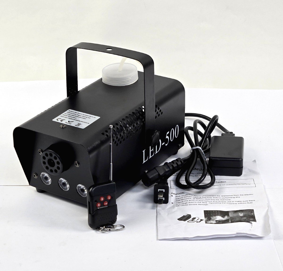 [未使用品] フォグマシン LED-500 500W リモコン付き パーティー イベント 演出 舞台 照明 PA スモークマシン 煙霧機 AC100V 50/60Hz
