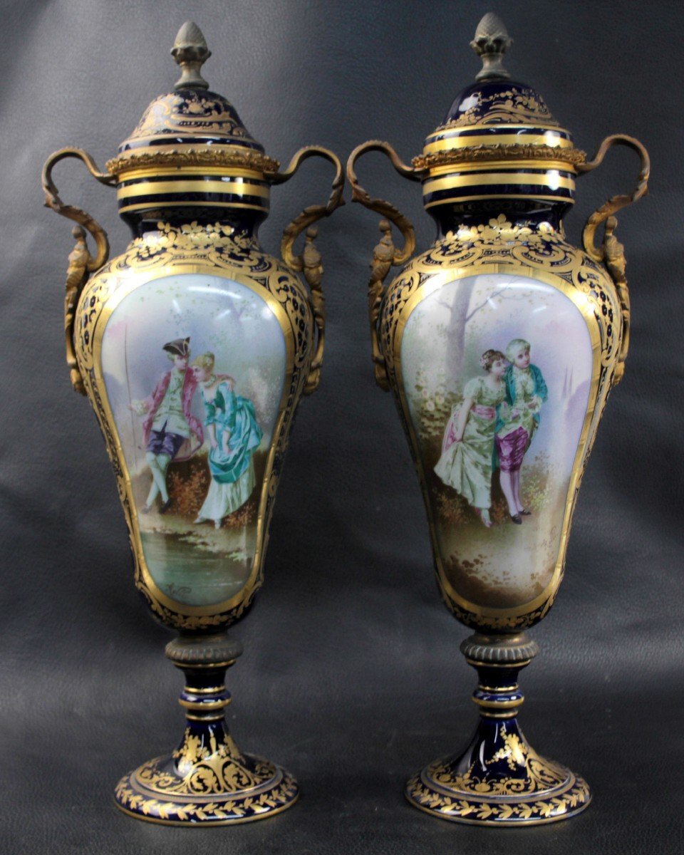 セーブル SEVRES VASE 花瓶 花器 花入 Rolli サインあり 詳細不明 フランス 金彩装飾 西洋美術 置物 陶磁器 アンティーク 骨董 レトロ