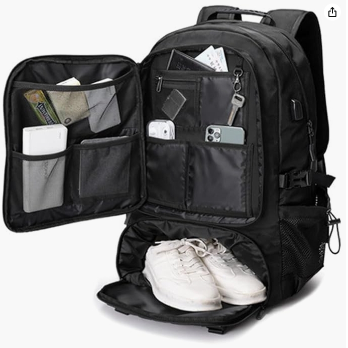 大容量リュック リュックサック メンズ バックパック 大容量 40/50L 靴収納 14/15.6/17インチ 拡張機能大容量 USB充電ポート付き 防水